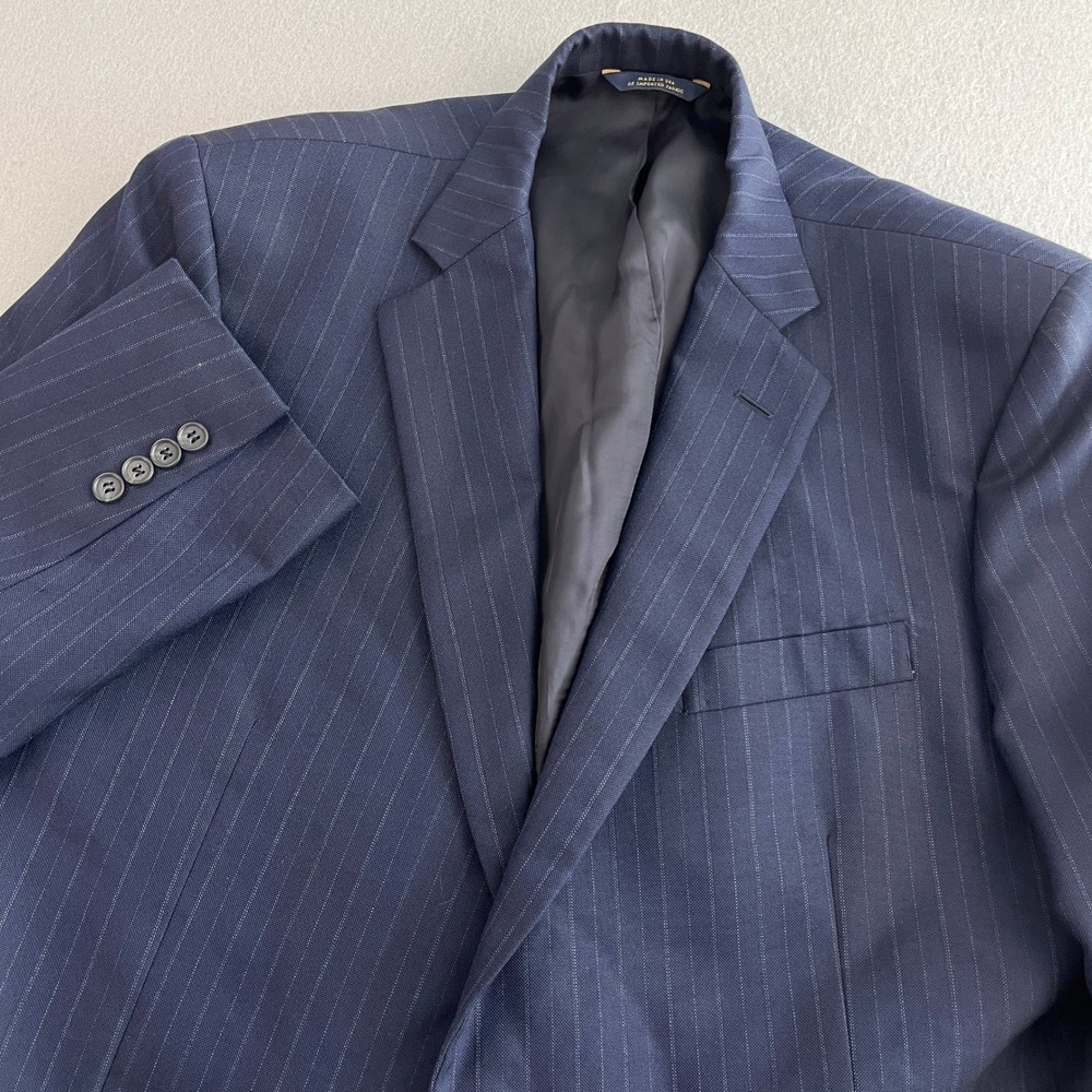 Brooks Brothers‎ 1818 Madison Navy Pinstripe Blazer Men's 46R Wool Suit Jacket
